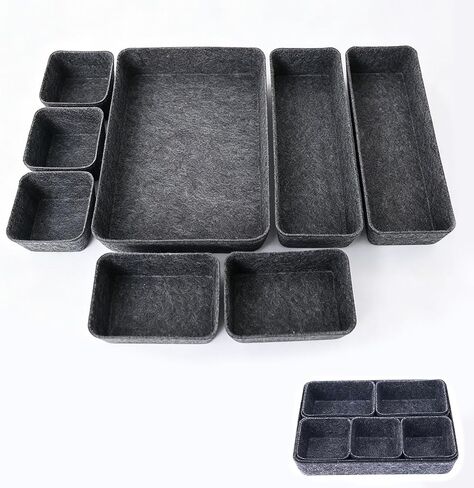 8Pack Drawer Organizer Compatible with Alex, Felt Desk and Makeup Drawer Organizers, Soft Storage Bins for Office, Vanity, Bedroom, and Dresser Drawers in Saudi Arabia