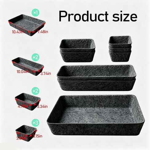 8Pack Drawer Organizer Compatible with Alex, Felt Desk and Makeup Drawer Organizers, Soft Storage Bins for Office, Vanity, Bedroom, and Dresser Drawers in Saudi Arabia