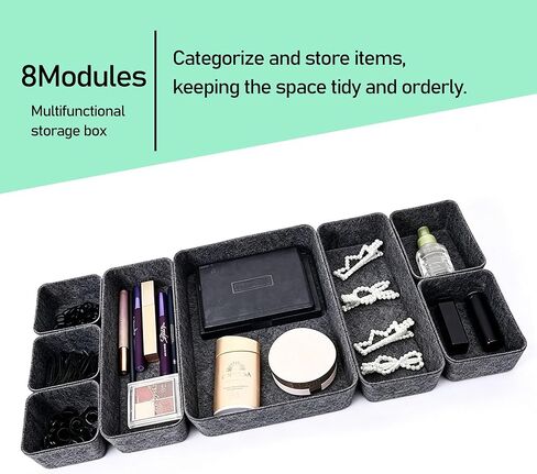 8Pack Drawer Organizer Compatible with Alex, Felt Desk and Makeup Drawer Organizers, Soft Storage Bins for Office, Vanity, Bedroom, and Dresser Drawers in Saudi Arabia