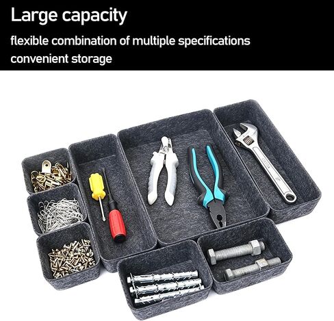 8Pack Drawer Organizer Compatible with Alex, Felt Desk and Makeup Drawer Organizers, Soft Storage Bins for Office, Vanity, Bedroom, and Dresser Drawers in Saudi Arabia