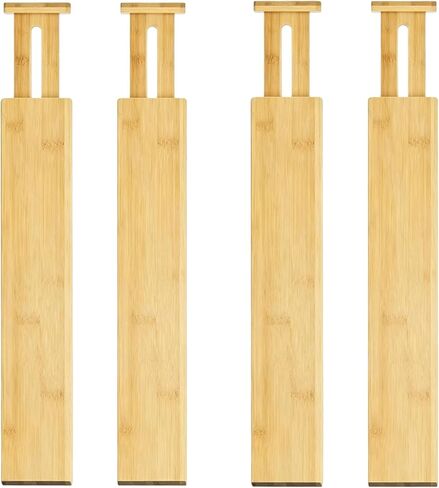 DZS Bamboo Drawer Organizer, 4-Pack Adjustable and Expandable Divider Insert for Kitchen, Bathroom, Office in Saudi Arabia