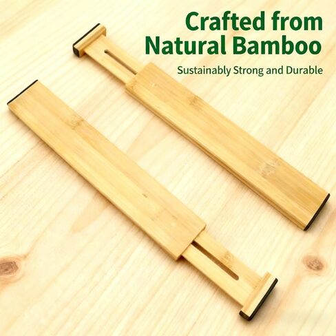 DZS Bamboo Drawer Organizer, 4-Pack Adjustable and Expandable Divider Insert for Kitchen, Bathroom, Office in Saudi Arabia