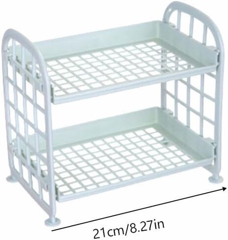 Simple Foldable Double-Layer Desktop Shelf Tabletop Organizer Storage Rack, Blue in Kuwait
