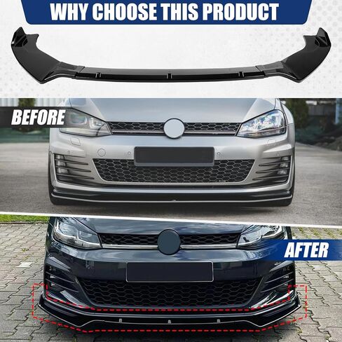 مناسب لسبويلر الشفاه الأمامي لسيارة 2015-2021 Volkswagen VW Golf GTI/Golf R/R-line MK7 7.5، ABS أسود لامع، طقم هيكل الذقن الفاصل للهواء in Kuwait