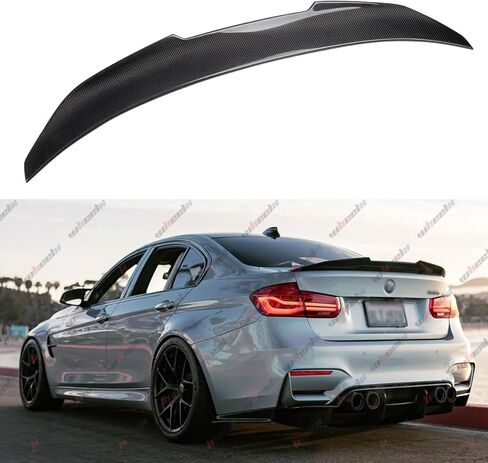 سبويلر خلفي من ألياف الكربون الحقيقية متوافق مع سلسلة 2012-2018 BMW F30 3 و2014-2019 F80 M3 سيدان، طراز PSM منقار البط، شفة جناح غطاء خلفي عالي الركلة in Kuwait
