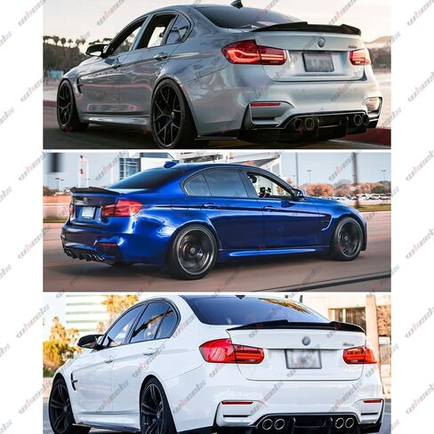 سبويلر خلفي من ألياف الكربون الحقيقية متوافق مع سلسلة 2012-2018 BMW F30 3 و2014-2019 F80 M3 سيدان، طراز PSM منقار البط، شفة جناح غطاء خلفي عالي الركلة in Kuwait