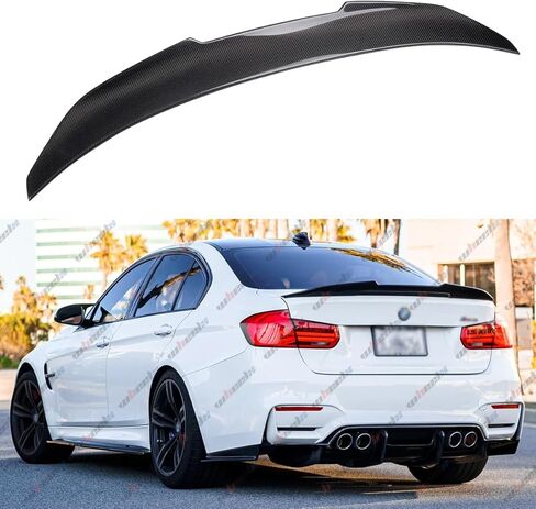 سبويلر خلفي من ألياف الكربون الحقيقية متوافق مع سلسلة 2012-2018 BMW F30 3 و2014-2019 F80 M3 سيدان، طراز PSM منقار البط، شفة جناح غطاء خلفي عالي الركلة in Kuwait