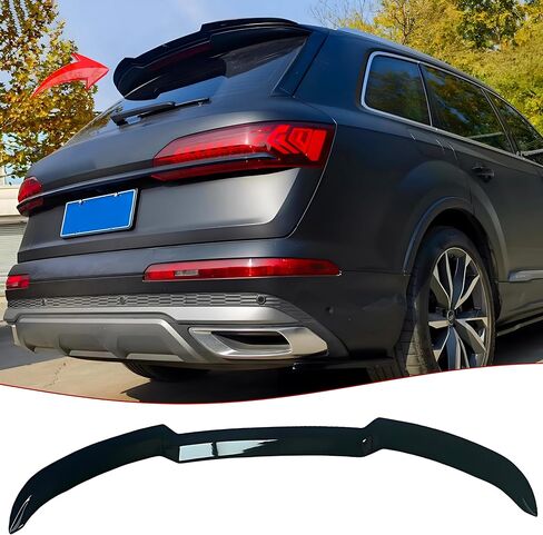 جناح سقف خلفي STSEV01 متوافق مع Audi Q7 2010-2015 4L MK1، ملحقات خارجية للشفاه على شكل باب خلفي أسود لامع in Kuwait