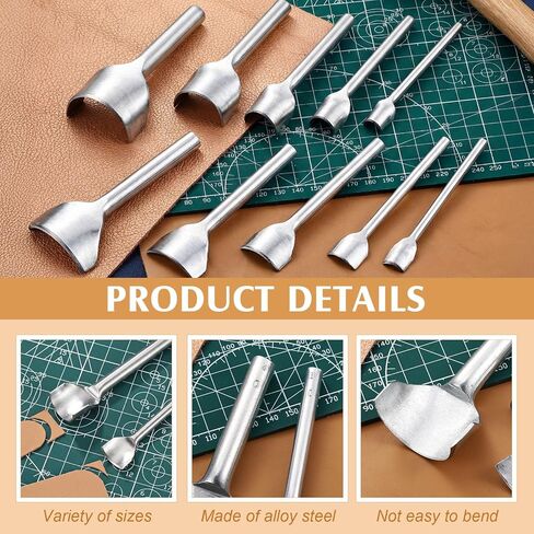 10 Pcs Leather Corner Punch 5 Sizes Leather Arch Curve Cutter Craft Working Tool Half-Round Punch Arc-Shaped Edge Cutter Cutting Tool for Belt, Purse, Bag, Wallet and DIY Product, 10-40mm in Kuwait