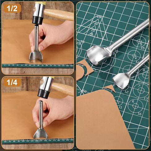 10 Pcs Leather Corner Punch 5 Sizes Leather Arch Curve Cutter Craft Working Tool Half-Round Punch Arc-Shaped Edge Cutter Cutting Tool for Belt, Purse, Bag, Wallet and DIY Product, 10-40mm in Kuwait