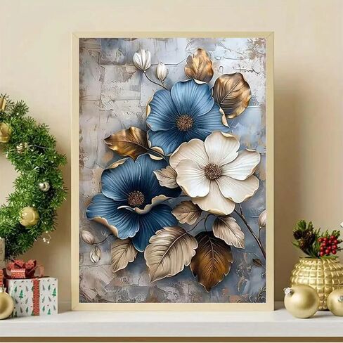 GEMFAMILY Paint by Numbers Kit for Blue Flowers, White Flowers Paint by Number for Adults, DIY Beginners Easy Acrylic Canvas Painting Kits for Home Wall Decor 16 x 20 Inch in Kuwait