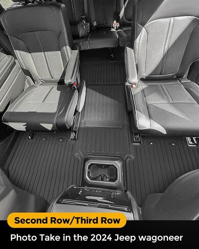 سجادات أرضية وبطانة شحن مناسبة لسيارة Jeep Wagoneer 2022-2025 7 مقاعد (ليست L أو 8 مقاعد)، سجادة صندوق السيارة TPE واقي من جميع الأحوال الجوية ومضاد للانزلاق مجموعة داخلية كاملة لسيارة Jeep Wagoneer 2022 2023 2024 ملحقات السيارة in Kuwait