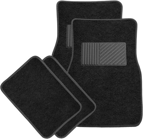 Sun Walker 4 PCS Car Floor Mats, Waterproof Anti-Slip Front & Rear Car Carpets with Driver Heel Pad, All Weather Floor Protective Pads Universal for SUVs Trucks Sedans Vans (Black) in Kuwait