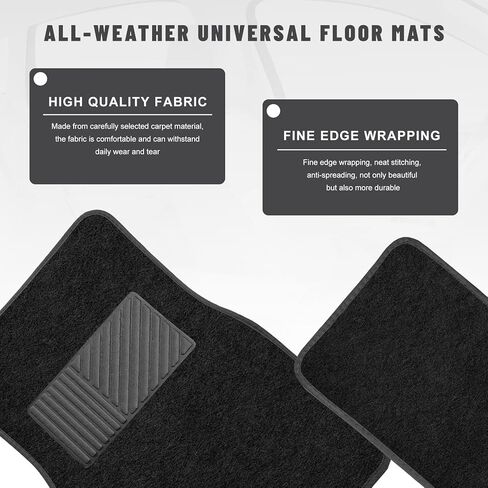 Sun Walker 4 PCS Car Floor Mats, Waterproof Anti-Slip Front & Rear Car Carpets with Driver Heel Pad, All Weather Floor Protective Pads Universal for SUVs Trucks Sedans Vans (Black) in Kuwait