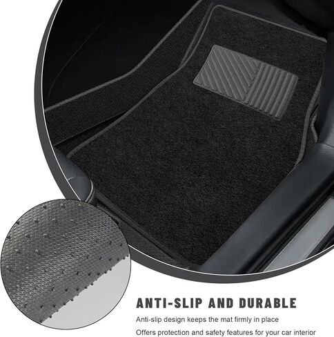 Sun Walker 4 PCS Car Floor Mats, Waterproof Anti-Slip Front & Rear Car Carpets with Driver Heel Pad, All Weather Floor Protective Pads Universal for SUVs Trucks Sedans Vans (Black) in Kuwait