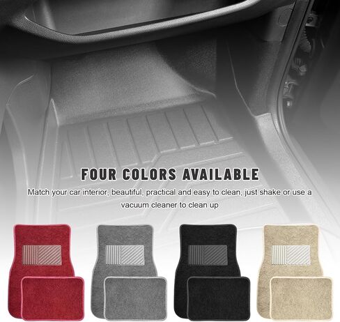 Sun Walker 4 PCS Car Floor Mats, Waterproof Anti-Slip Front & Rear Car Carpets with Driver Heel Pad, All Weather Floor Protective Pads Universal for SUVs Trucks Sedans Vans (Black) in Kuwait