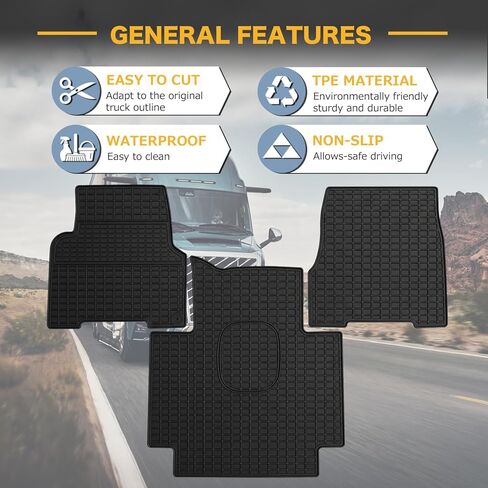Floor Mats for Volvo VNL 2004-2018 – All Weather Waterproof Truck Rubber Floor Liners, Anti-Slip Interior Protection, Easy to Clean Semi Truck Mats 3PCS in Saudi Arabia