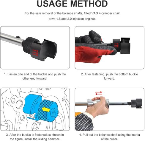 Balancer Shaft Puller Removal Tool with Slide Hammer for Vag – Replacement Part for Number T10394 – Compatible for Timing Chain Replace for Audi VW Seat Skoda 1.8L 2.0L Chains Driven Engines in Kuwait