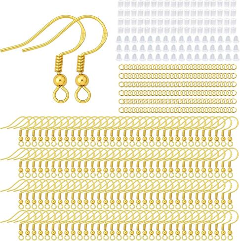 600PCS Earring Making Kits 18K Gold Earring Hooks Hypoallergenic Ear Wires Fish Hook for DIY Jewelry Making Bulk Pack in Saudi Arabia