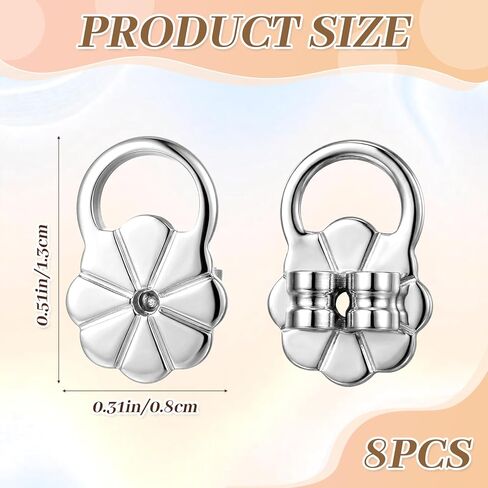 8 Pcs Earring Backs Lifters Earring Backs for Droopy Ears Adjustable Large Earrings Backing for Heavy Earrings Stretched Earlobes in Kuwait