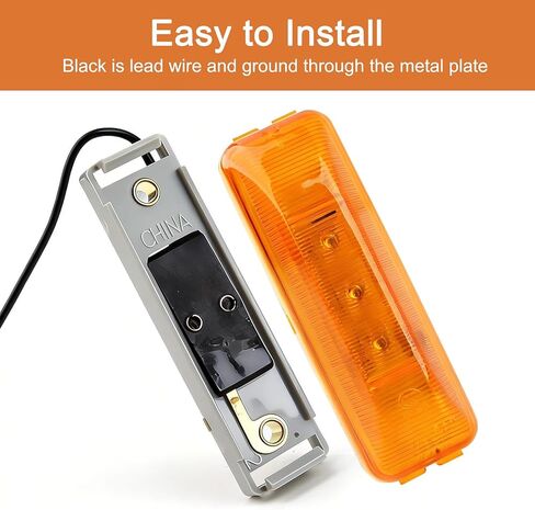 Partswcgg 10 قطع 4 بوصة خط رفيع مختوم LED ماركر/أضواء التخليص العنبر 3LED مع قاعدة تثبيت RV، مقاومة للماء 4 بوصة × 1 بوصة مجموعة مصابيح LED مستطيلة لعلامة المقطورة RV للتخليص الجانبي وأضواء الحاجز للشاحنات in Kuwait
