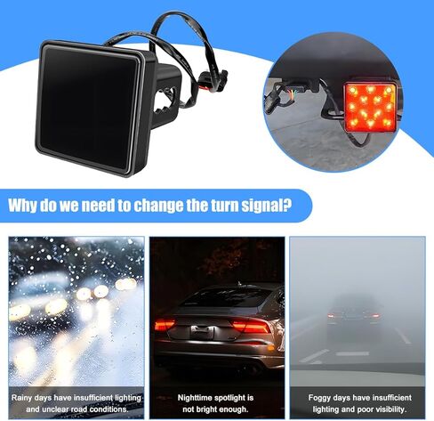 15 غطاء وصلة وصلة مقطورة لضوء الفرامل LED، ضوء خلفي مربع عالي السطوع لجهاز استقبال 2 بوصة، مصباح فرامل سحب خارجي للمقطورة، عالمي لمعظم شاحنات SUV RV (أسود) in Kuwait