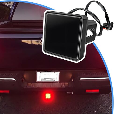 15 غطاء وصلة وصلة مقطورة لضوء الفرامل LED، ضوء خلفي مربع عالي السطوع لجهاز استقبال 2 بوصة، مصباح فرامل سحب خارجي للمقطورة، عالمي لمعظم شاحنات SUV RV (أسود) in Kuwait