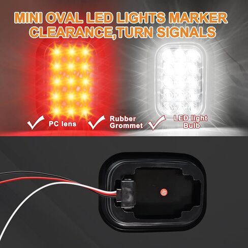 6 قطع مصابيح LED للمقطورة مقاس 5 × 3 بوصات، 12 مصباح SMD LED أبيض/أحمر، فرامل/انعطاف/عكس/ذيل، مقاومة للماء IP67، تركيب متدفق مع حلقات ومقابس لشاحنة RV 12 فولت (4 أحمر + 2 أبيض) in Saudi Arabia