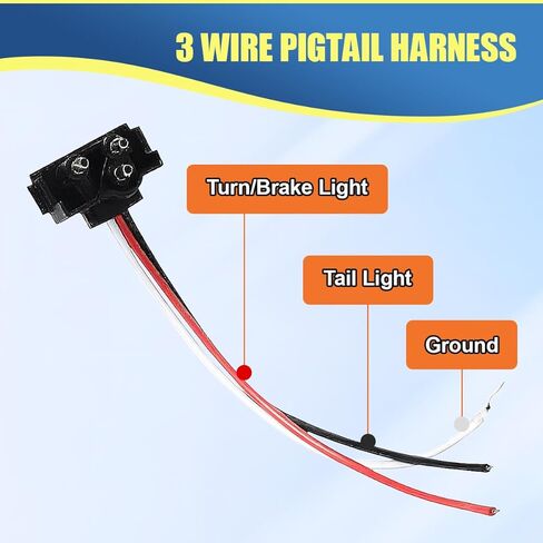 Craedli 4 قطع زاوية يمنى 3 دبوس موصل ضوء مقطورة الشاحنة، 18AWG 3 Prong موصل تسخير ضفيرة لإيقاف دوران الفرامل الذيل الاحتياطي، مناسب مع أضواء بيضاوية محكمة الغلق 4 بوصة و6 بوصة (أسود) in Kuwait