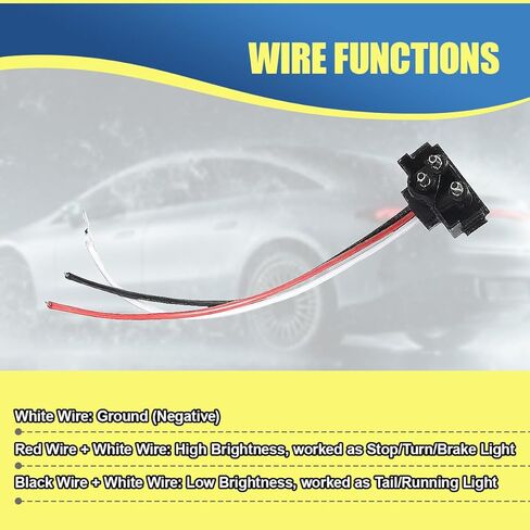 Craedli 4 قطع زاوية يمنى 3 دبوس موصل ضوء مقطورة الشاحنة، 18AWG 3 Prong موصل تسخير ضفيرة لإيقاف دوران الفرامل الذيل الاحتياطي، مناسب مع أضواء بيضاوية محكمة الغلق 4 بوصة و6 بوصة (أسود) in Kuwait