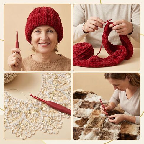 Crochet Hooks Set with Soft Silicone Handles Nine Sizes 2.0–6.0 mm Red Aluminum Needles for Yarn Crafts Smooth Tip for Amigurumi Scarves Blankets DIY Projects One Piece Set in Kuwait