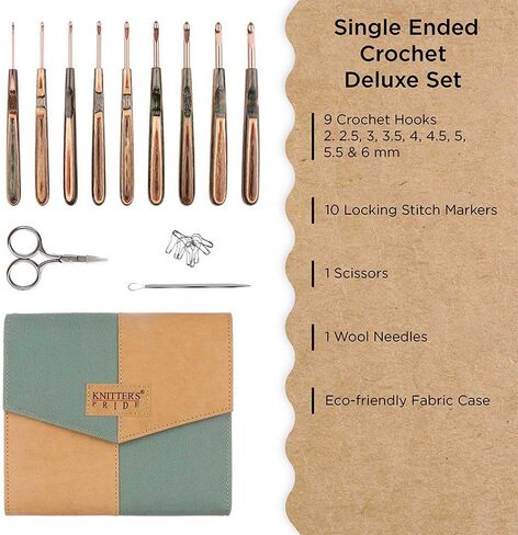مجموعة خطافات كروشيه فاخرة ذات طرف واحد من Knitter's Pride Terra - 9 مقاسات (2 مم - 6 مم) in Kuwait