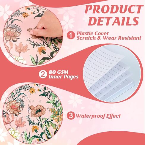 2 Pack Letter Size Discbound Notebook 8.5" x 11" Floral Customizable discbound journal 200 Pages per Notebook discbound subject notebooks for Office School (White&Pink) in Saudi Arabia