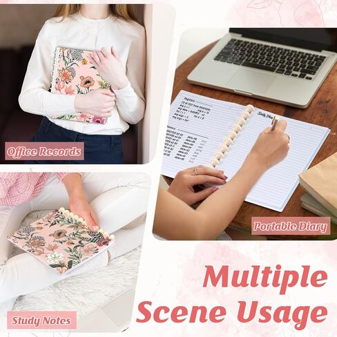 2 Pack Letter Size Discbound Notebook 8.5" x 11" Floral Customizable discbound journal 200 Pages per Notebook discbound subject notebooks for Office School (White&Pink) in Saudi Arabia
