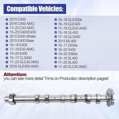 2760500800 Right Side Intake Camshaft Fits for Mercedes C400 C43 AMG E400 E43 GLS450 GLC43 GLE450 AMG 3.0 V6/2.0 L4, Replace A2760500800 in Kuwait