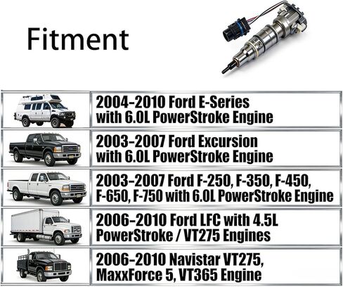 New G2.8 Diesel Fuel Injector Fits for 6.0L PowerStroke Ford & Navistar International VT365 VT275 MaxxForce 5 Engines, Replacement for AP60901, OE# 4C3Z9E527BRM 4C3Z9E527AA 1845150C92 in Saudi Arabia