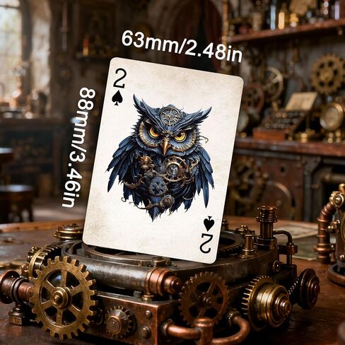 أوراق اللعب، بطاقات بوكر ذات طابع Steampunk، 54 صورة توضيحية رائعة وفريدة من نوعها، حجم قياسي عالمي، تصميم نسيج غير قابل للانزلاق، بطاقة لعب متطورة in Kuwait