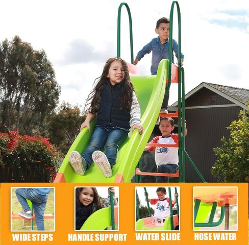 PLATPORTS Playground Slide - Big Backyard Freestanding Plastic Slide - 10 ft Outdoor Swing Set Slide for Kids Ages 4-8 in Saudi Arabia