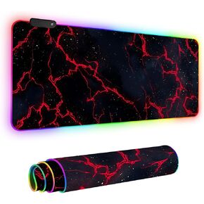 ANNA QUEEN RGB Gaming Mouse Pad XL 35.4"x15.7", Red Lightning LED Large Mousepad Extended Gaming Desk Mat, RGB Mousepad Non-Slip Rubber Base Smooth Surface Keyboard Mouse Pad for PC Gamer in Saudi Arabia