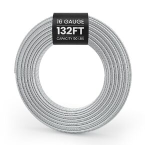 Picture Hanging Wire#5, Braided Picture Wire, 132FT-Load Capacity 50LBS-16Gauge-Heavy Duty -Flexible, Ideal for Frame, Wall Decoration, Mirrors, Bird feeders, Easy to Cut and Twist in Saudi Arabia