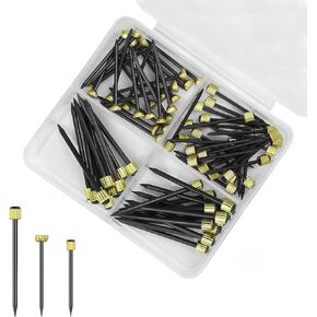 75PCS Picture Hanging Nails - 3 Sizes (Small/Medium/Large) Wall Decor Nails, Steel Pin & Brass Head Hardware for Hanging Picture Frames, Wall Art & Photos, with Plastic Storage Box (Black) in Saudi Arabia