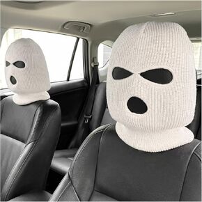 2 PCS Car Headrest Cover, Funny Face Mask Personalized Vehicle Head Rest Protective Cover, Front Seat Headrest Decoration Ski Mask Wrap Protection for Cars Trucks SUVs (Beige) in Saudi Arabia