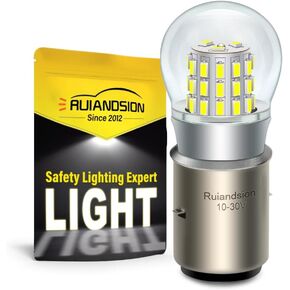 Ruiandsion LED لمبة دراجة نارية 10-30V غير قطبية 3014 39SMD شرائح مدمجة للسائق الأبيض Hi/Lo Beam لدراجة نارية الضباب ضوء حزمة من 2 in Kuwait