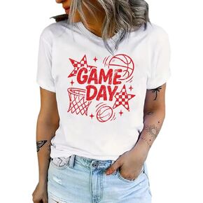 Game Day Basketball Tshirt Woman Sunday Funday Shirts Vintage Basketball Shirt Funny Basketball Graphic Tee Tops in Saudi Arabia