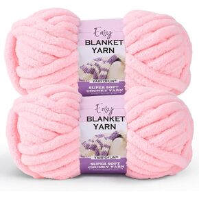 2 Pack Chunky Chenille Yarn for Crocheting Hand Knitting,Soft Thick Bulky Chunky Fluffy Plush Velvet Crochet Blanket Yarn for Crocheting Baby Blankets/DIY Crafts/Home Decor 2 * 100g(Hot Pink) in Saudi Arabia