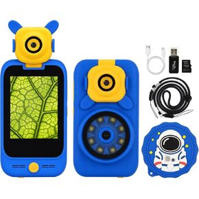 Kids Smart Microscope Phone for Age 3-10 Year Old Girls Boys, 1000X 2.8'' Touchscreen Rotating Camera Learning Play Toys Christmas Birthday Gifts for Children Students with Music Game, 2 GB Card in Saudi Arabia