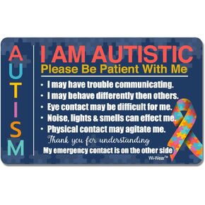 Custom Autism Alert ID Card, Personalized Emergency Contact Pocket Card for Autistic Children, Blue, Standard Size, 2 Pack in Saudi Arabia