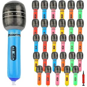 Inflatable Microphones for Parties (Pack of 30) 10-inch Neon Colors Blow Up Microphone for Adults, Party Favors, Giveaways, DJ-Props, Photo-Booth, Birthdays, Dance, Sing, Concert Decorations in Saudi Arabia