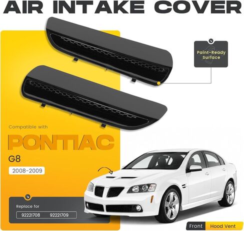 ALMULOO غطاء محرك السيارة تنفيس متوافق مع 2008-2009 Pontiac G8 استبدال لـ 92221708 92221709 غطاء محرك السيارة الأمامي أغطية مدخل الهواء تنفيس تبريد مغرفة البلاستيك (ABS) غير مكتمل أسود in Kuwait