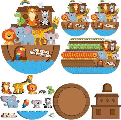 Motipuns 24 مجموعة سفينة نوح هزاز لوحة ورقية مجموعة الحرف اليدوية الله يفي بوعوده DIY سفينة نوح الحرفية ديكورات المشروع للكتاب المقدس VBS الأحد أنشطة الفصول الدراسية المدرسة in Kuwait